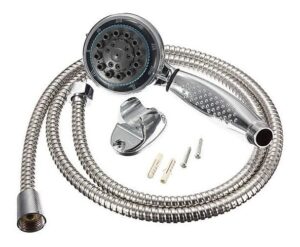 Set Ducha Teléfono Manguera Soporte Cromado Acero Inox