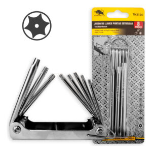 Llave Allen Punta Estrella Torx Con Orificio Portatil 8pcs