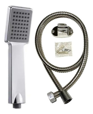 Kit De Ducha Teléfono Manguera Soporte Cromado Acero Inox