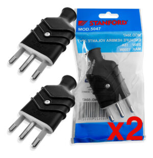 2 Enchufe Macho Volante 2p + Tierra 250v 16a 1500w Sello Sec