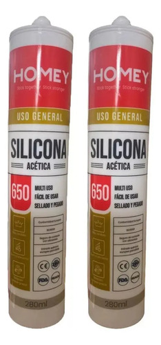 2 Silicona Acetica Sellador Blanco Uso General 280 Ml