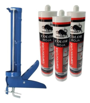 3 Uds Silicona Alta Temperatura Color Rojo + Calafatera