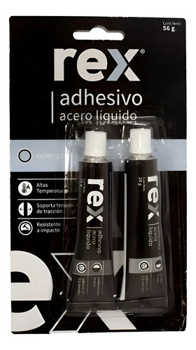 Pegamento Adhesivo Acero Líquido - Rex - Gris - 56g Gris