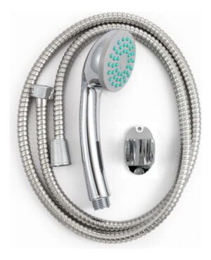 Duchador De Mano Cromado Lluvia Soporte Y Flexible 1,20m Color Plateado