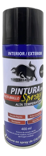 Pintura Spray Alta Temperatura 400ml Color Negro