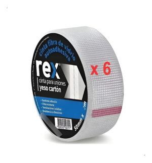 6 Cinta Para Juntas Y Uniones - Autoadhesiva 50mmx90m - Rex Blanco Malla