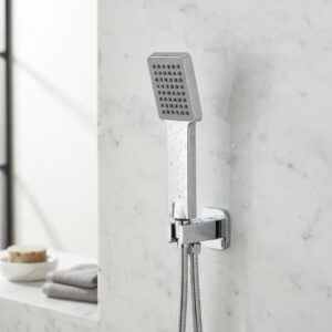 Set Ducha Teléfono Cuadrado C/ Manguera Flexible Y Soporte