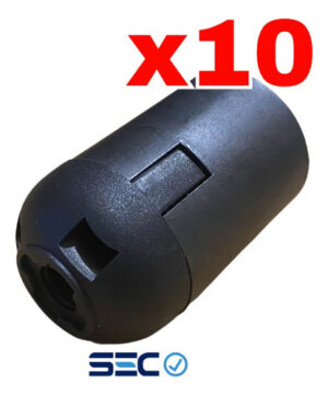 10 Soquete Portalampara Conector Negro Rosca E27 250v 4a Sec Negro