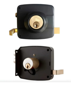 Chapa Cerradura Sobreponer Doble Cerrojo Seguridad Hogar Negro