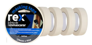 Cinta Masking Tape - Enmascarar - 24mm X 40m - Rex 6 Unid Crema Liso