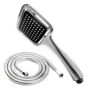 Mango Para Ducha Cromado Telefono Challa + Manguera Flexible Plateado Cromado