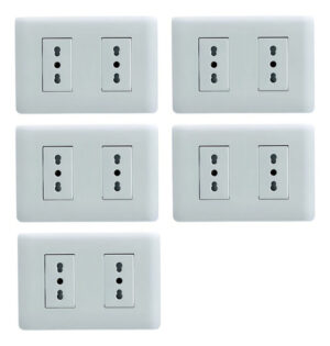 5 Unidades Enchufe Tomacorriente Doble 2p+t 10/16a Blanco