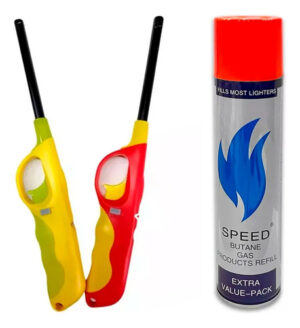 2 Chisperos Cocina Encendedor Recargable + Gas Butano 300ml
