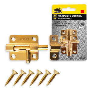 2 Picaporte Blister Dorado 2 PuLG Cerrojo Pestillo Puerta Dorado
