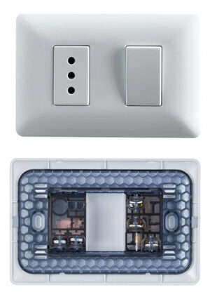 2 Interruptor De Luz Con Enchufe 250v 10a Certificacion Sec Blanco