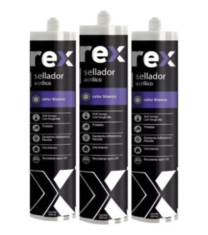 3 Silicona Pintable Sellador Acrilico Blanco Rex Cartucho 300ml
