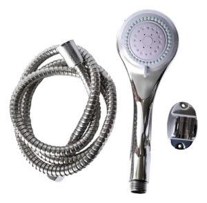 Set Ducha Teléfono Con Flexible Y Soporte Plateado