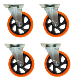 Ruedas Giratoria 4 Pulgada - Naranja - Para Mueble - 4 Unid