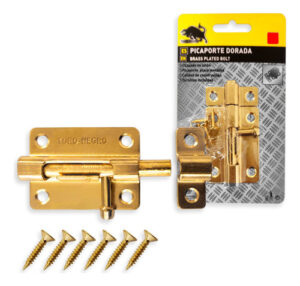 2 Picaporte Blister Dorado 2,5 PuLG Cerrojo Pestillo Puerta Dorado