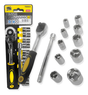 Llave Chicharra 3/8 Con Dados + Barra Extension 150mm 12pcs Llave Chicharra 3/8 Con Dados