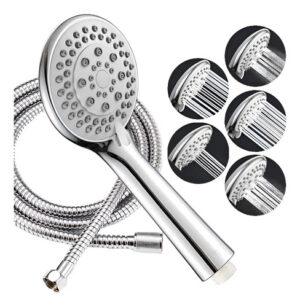 Kit De Ducha Teléfono Manguera Soporte Cromado Plateado/gris