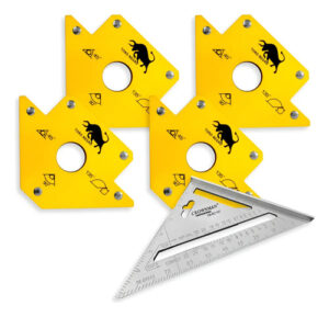 Pack 4 Escuadra Magnetica Soldar 50 Lb + Escuadra Carpintero Amarillo