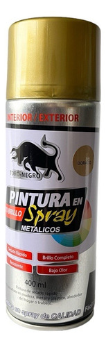 Esmalte Spray Metalizado Toro Negro Dorado 400ml Secado Rápido