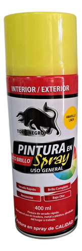 Esmalte Spray Toro Negro Amarillo Secado Rápido 400ml Interior Exterior