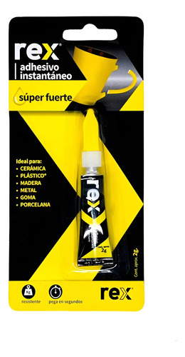 12 Adhesivo Instantáneo Rex - Super Fuerte - 2gr - Gotita Trasparente