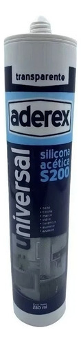 Silicona Adhesiva Transparente Aderex Baño Cocina Vidrio Antihongo 280ml