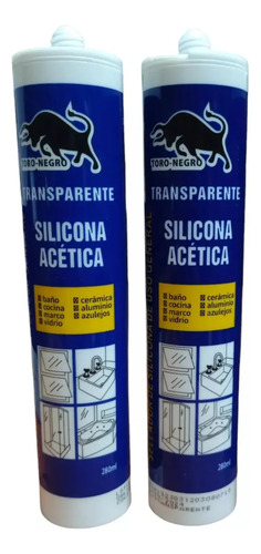 2 Silicona Negra Acetica Sellante Tubo 280ml Sellador