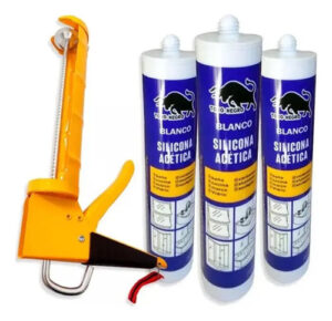 3 Silicona Cartucho Sellador Universal + Pistola Calafatera