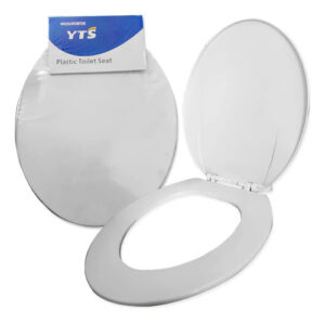 Tapa De Wc Asiento Redondo Plastico Borde Recto + Tornillos Blanco