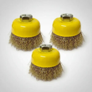 X3 Escobilla Copa Chascon Rizada Para Esmeril 3 Pulgadas M14 Amarillo