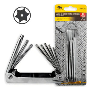 Llave Allen Torx Fija Toro Negro Cromada 8 Piezas Acero T9-t40 Plateado