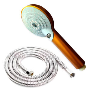 Mango Para Ducha Dorado Telefono Con Manguera Flexible 2mt Dorado Pulido