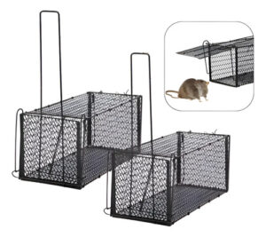 2 Jaula Trampa Ratones Roedor - Metálica - 30cm X 14cm Negro
