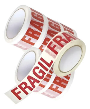 Cinta Embalaje Adhesiva Frágil 100m X 4.5cm 6 Packs. Blanco Liso