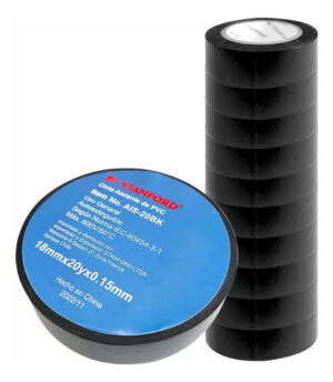 10 Cinta Aislante Negro Pvc 18mm X20y Cableado