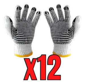 Guantes Algodón Pigmentado - Puntos Goma Seguridad - 12 Par