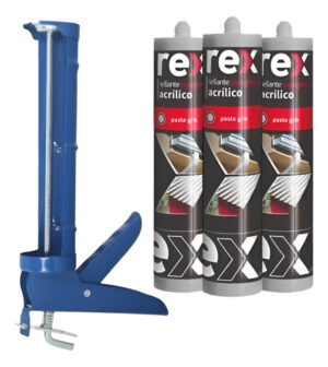 3 Uds Silicona Sellante Tapagoteras Gris + Calafatera Gris