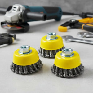 3 Escobilla Copa Chascon Grata Trenzado Para Esmeril 3 Amarillo