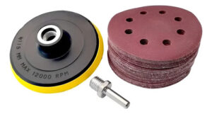 Pack Disco Pulidora Velcro Para Esmeril 115mm + 60 Lijas Negro