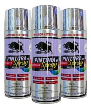 3 Unidades Spray Uso General Cromo Metalico Brillante 400ml