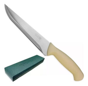 Cuchillo Cocina Carnicero 9 PuLG Mango Blanco + Piedra Blanco