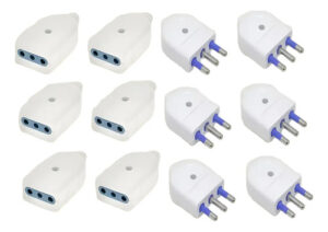 Pack 12 Enchufe Volante 6 Hembra Y 6 Macho 2p+t 10a 250v