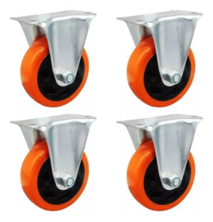Ruedas Fija 5 Pulgada - Naranja - Para Mueble - 4 Unid