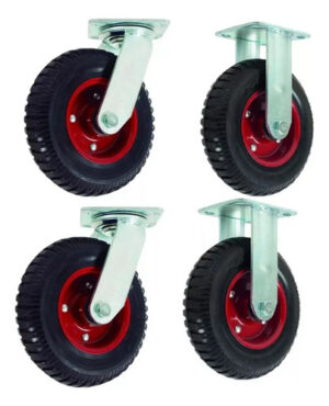 Set 4 Ruedas Para Carro Macizas Industrial - 8 Pulgadas Negro