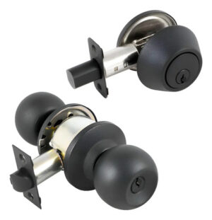 Cerradura Chapa Cilindrica + Cerrojo Seguridad Color Negro Negro