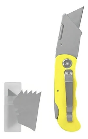 Cartonero Retractil Navaja Con Hojas De Repuestos Color Amarillo